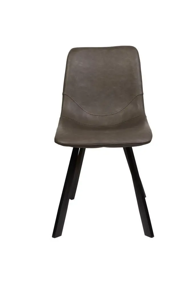 Raimon Furniture Set of 2 Cos Faux Leather Dining Chair - Black Metal Legs - Antique Grey