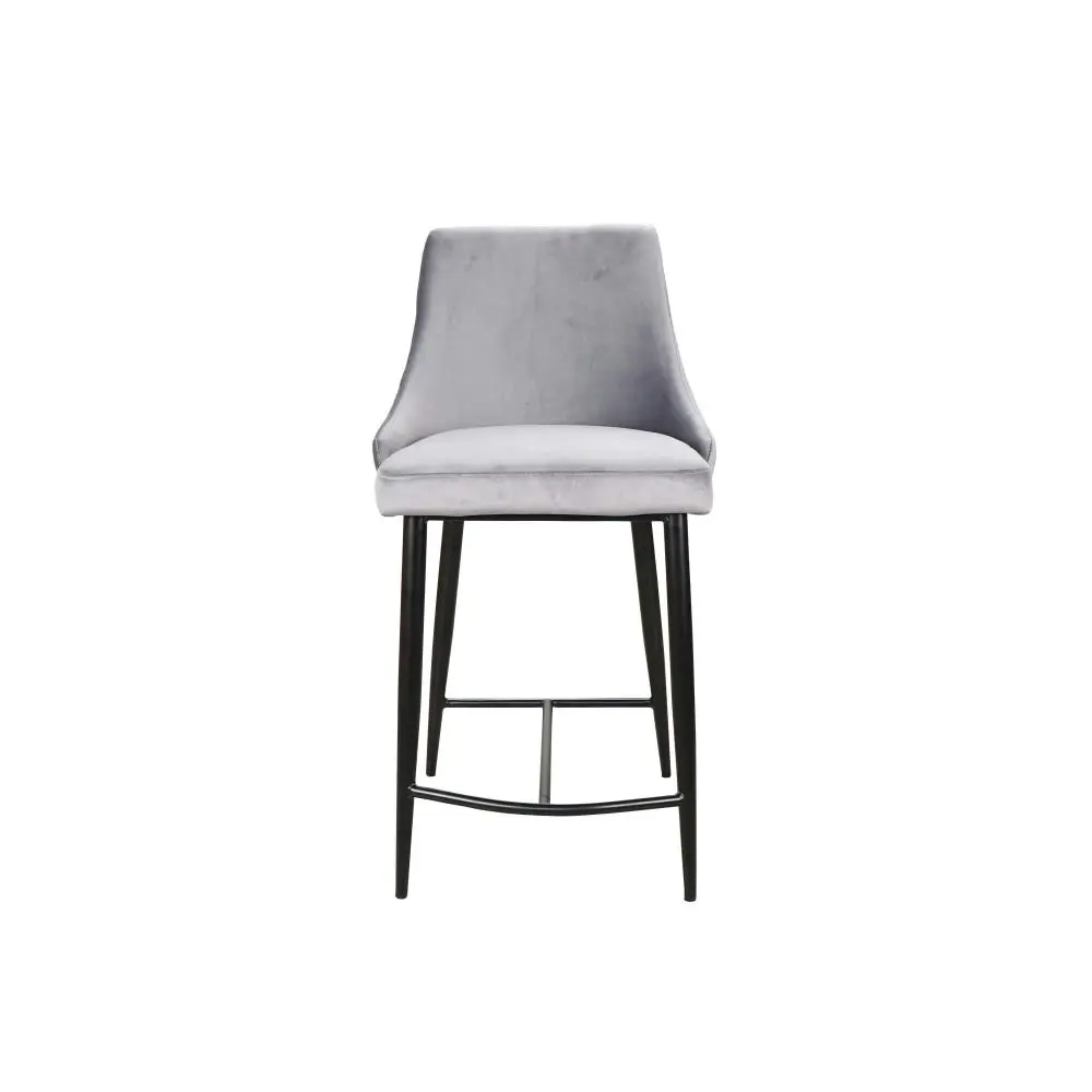 Raimon Furniture Set Of 2 Valor Velvet Fabric Kitchen Counter Bar Stool Metal Legs - Slate