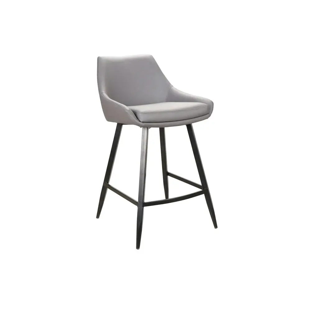 Raimon Furniture Set Of 2 Giannis Eco Leather Kitchen Counter Bar Stool Metal Legs - Grey