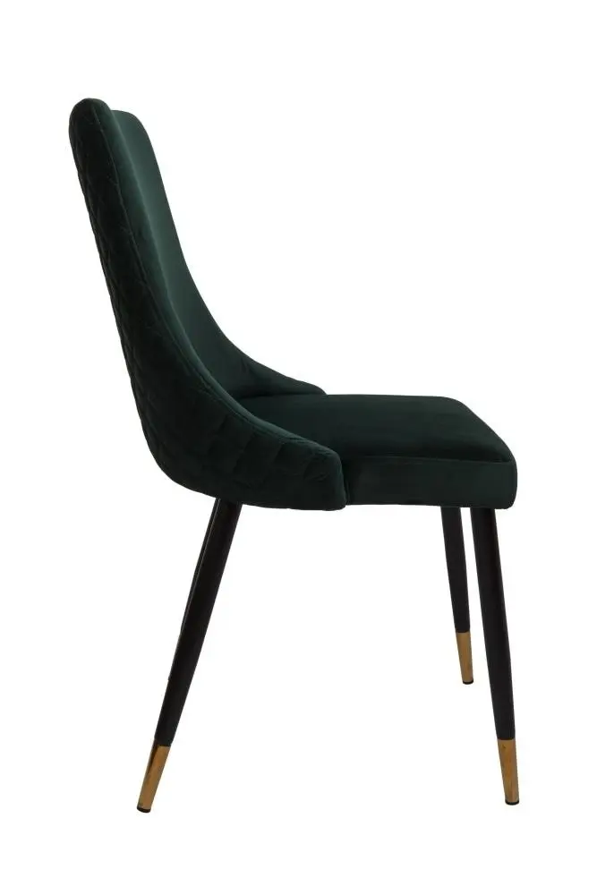 Raimon Furniture Set of 2 Kira Velvet Fabric Dining Chair Black Metal Legs - Emerald