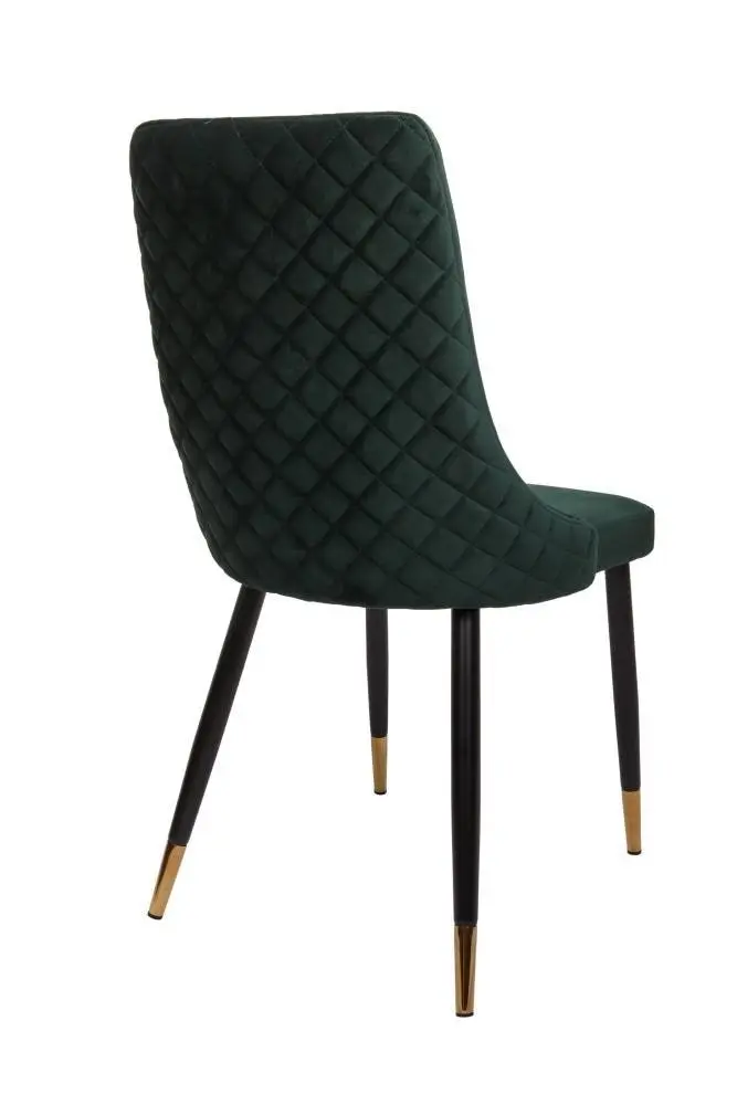 Raimon Furniture Set of 2 Kira Velvet Fabric Dining Chair Black Metal Legs - Emerald