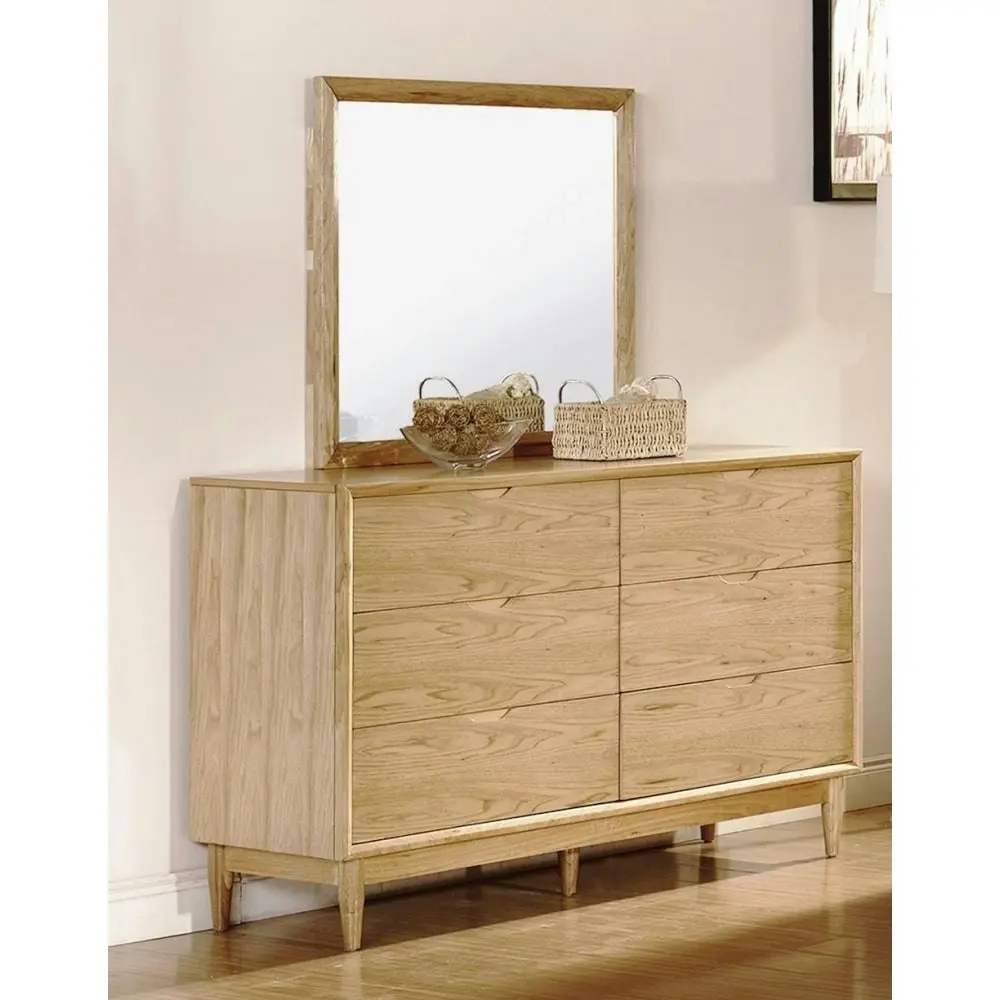 Our Home Keira Scandinavian Solid Wooden Chest Of 6-Drawers Sideboard Storage Cabinet - Natural