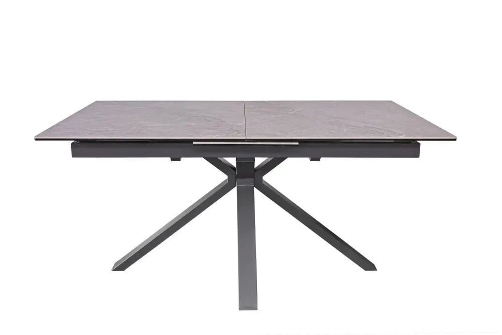 Raimon Furniture Carmilla Extension Rectangular Dining Table Pietra 160-200cm - Black Metal Frame - Tempered Glass Ceramic Top - Grey