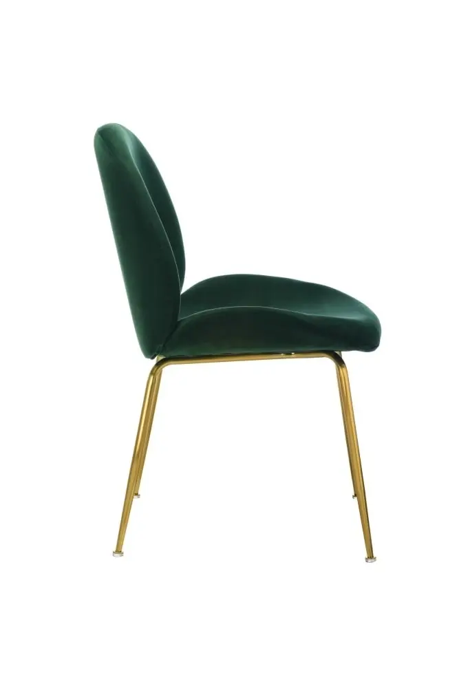 Raimon Furniture Set of 2 Casa Velvet Fabric Dining Chair - Gold Legs - Emerald