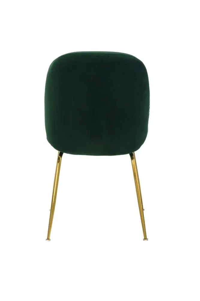 Raimon Furniture Set of 2 Casa Velvet Fabric Dining Chair - Gold Legs - Emerald