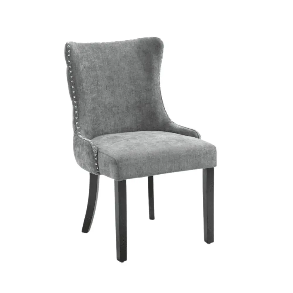 HomeStar Set Of 2 London Velvet Fabric Dining Chair - Grey