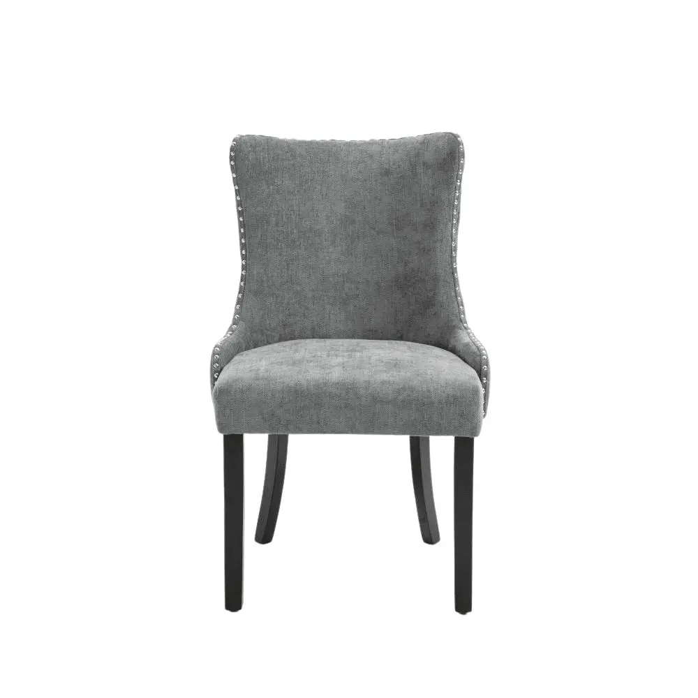 HomeStar Set Of 2 London Velvet Fabric Dining Chair - Grey