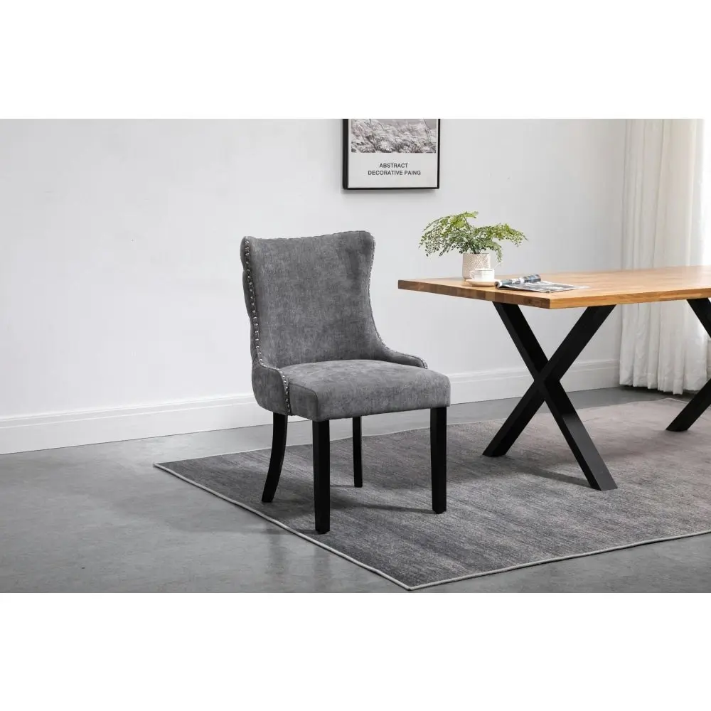 HomeStar Set Of 2 London Velvet Fabric Dining Chair - Grey