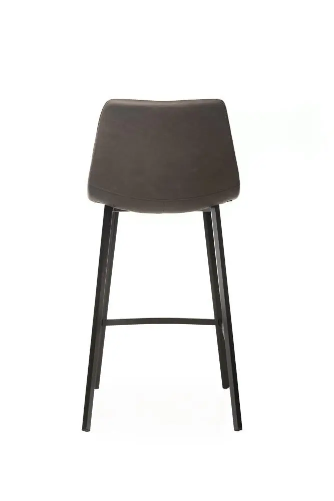 Raimon Furniture Set of 2 Gordon Faux Leather Bar Stool 66cm - Black Metal Legs - Antique Grey