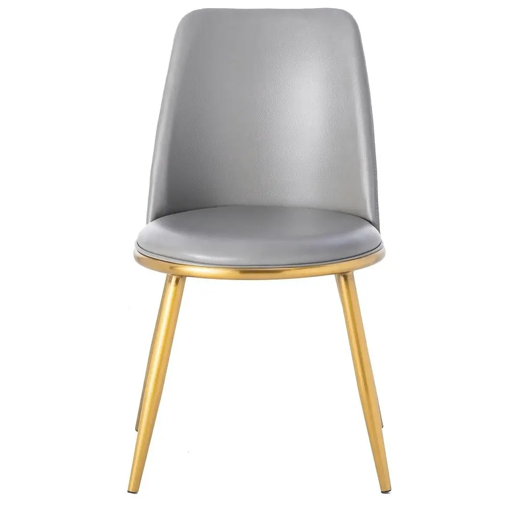 Our Home Set Of 2 Tobias Modern PU Leather Dining Chair - Grey & Gold