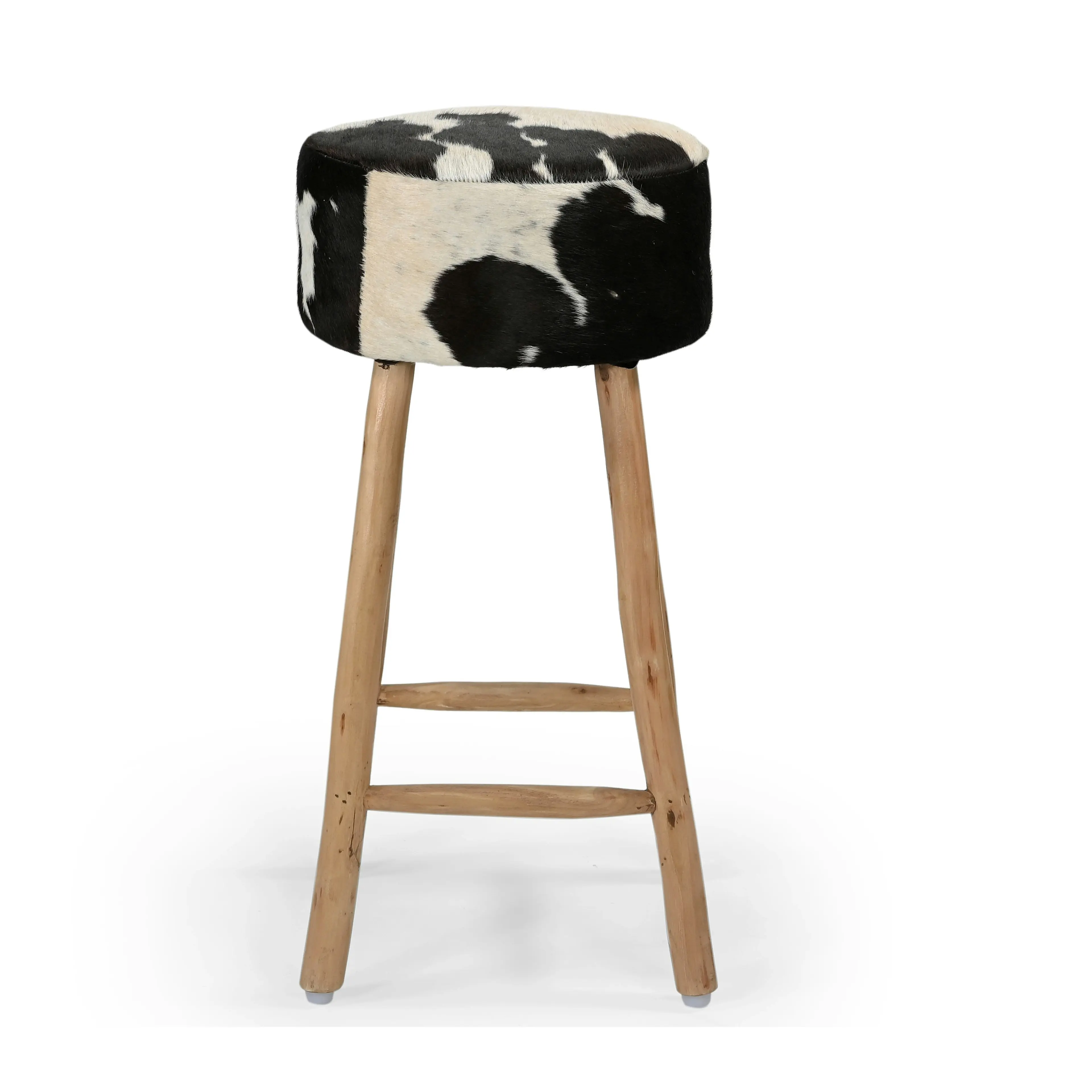 Amari Cowhide Kitchen Counter Bar Stool 78cm Wooden Legs