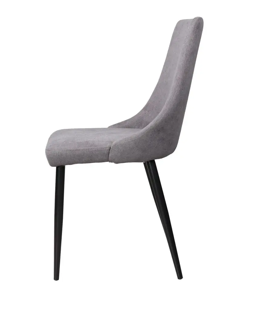 Raimon Furniture Set of 2 Arty Fabric Dining Chair Black Metal Legs - Grey