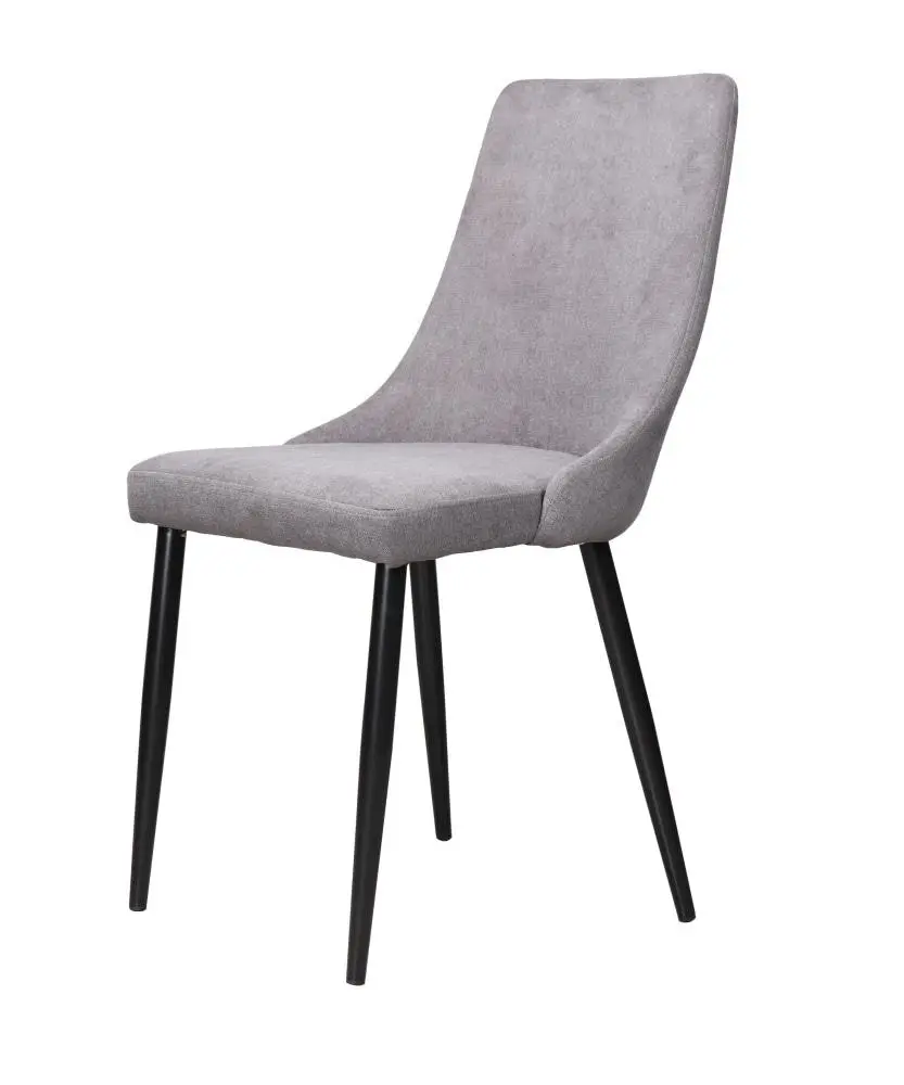 Raimon Furniture Set of 2 Arty Fabric Dining Chair Black Metal Legs - Grey