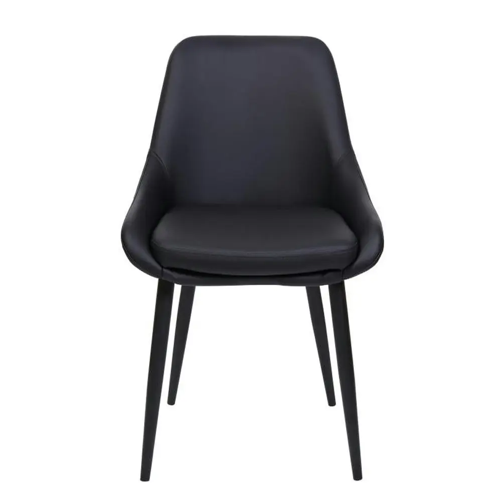 Raimon Furniture Set Of 2 Marco Faux Leather Dining Chair Metal Legs - Black