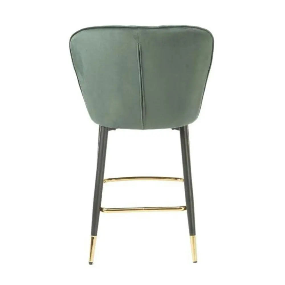 Raimon Furniture Set of 2 Gaia Velvet Fabric Kitchen Counter Bar Stool 63cm - Emerald