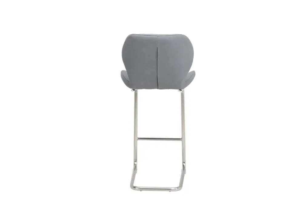 Raimon Furniture Set of 2 Terry Faux Leather Bar Stool 66cm - Brused Stainless Legs - Grey