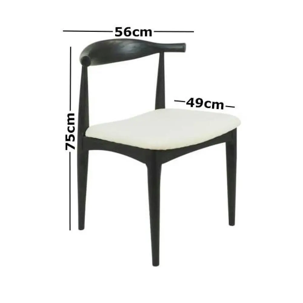 Set of 2 - Hans Wegner Replica CH20 Elbow Dining Chair - Black Frame - White