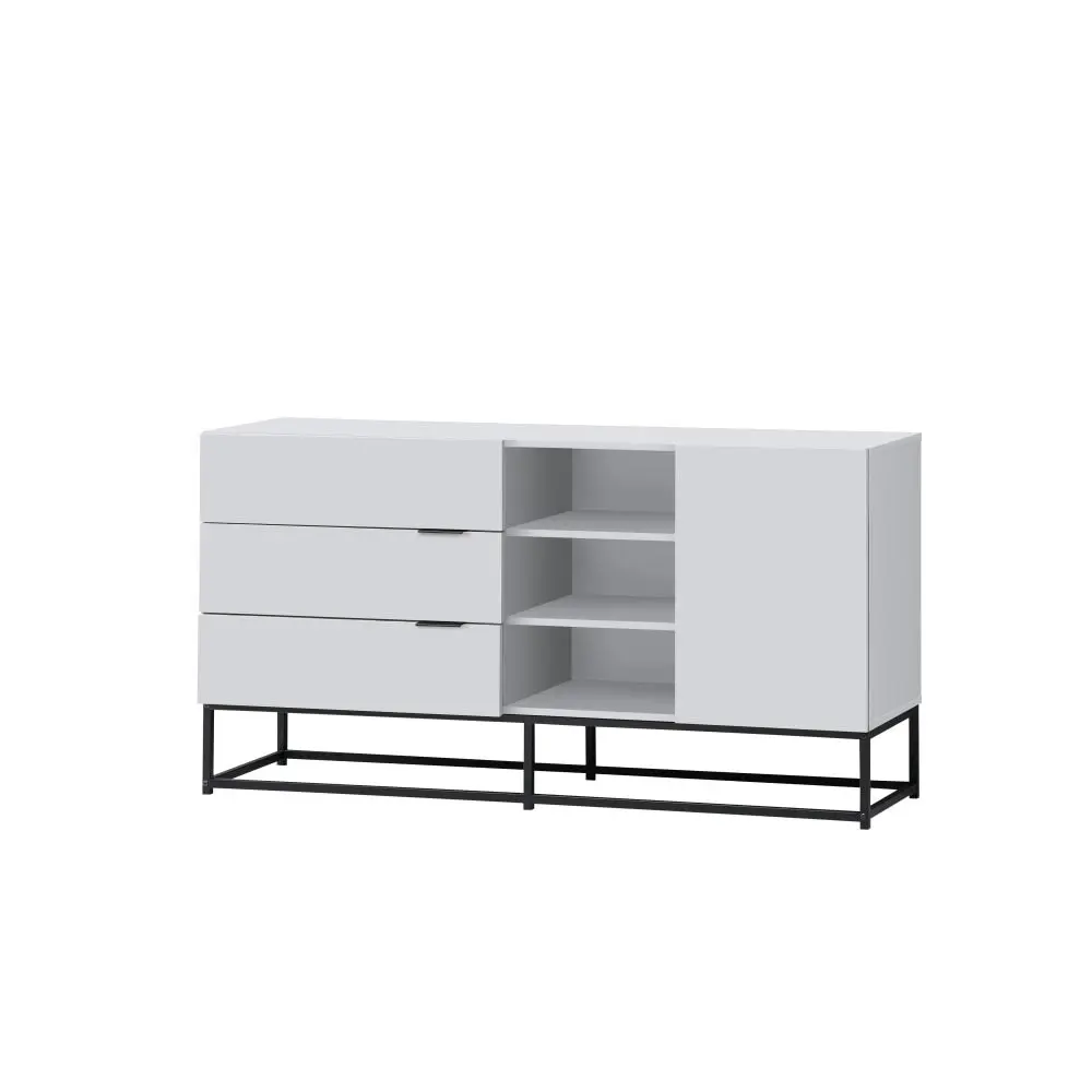 Design Square Shia Buffet Unit Sideboard Storage Cabinet W/ 1-Door 3-Drawers - White/Black