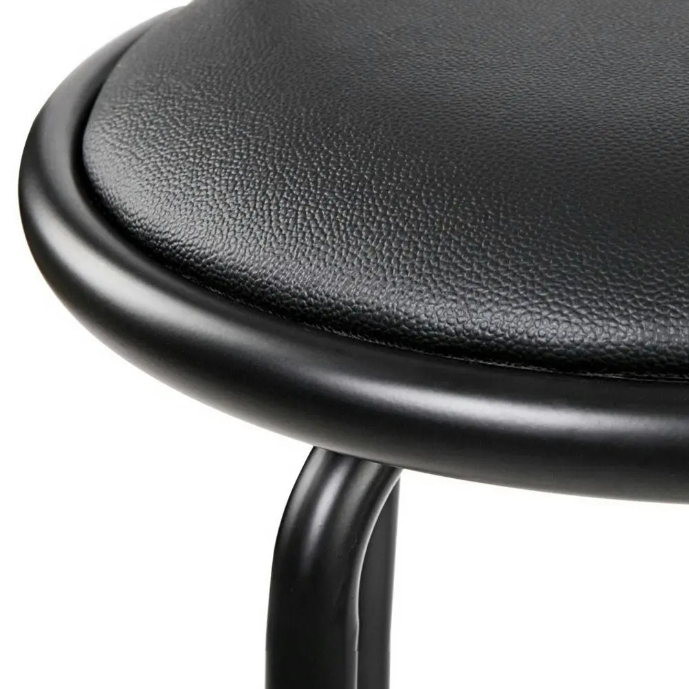 Set of 4 PU Leather Bar Stools - Black and Steel