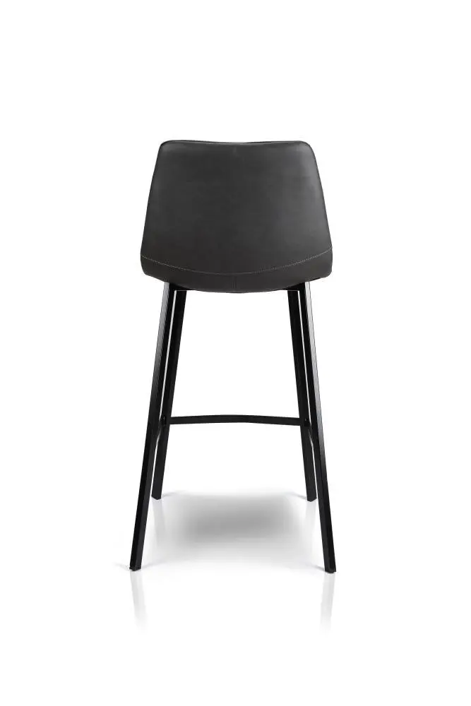 Raimon Furniture Set of 2 Gordon Faux Leather Bar Stool 66cm - Black Metal Legs - Antique Black