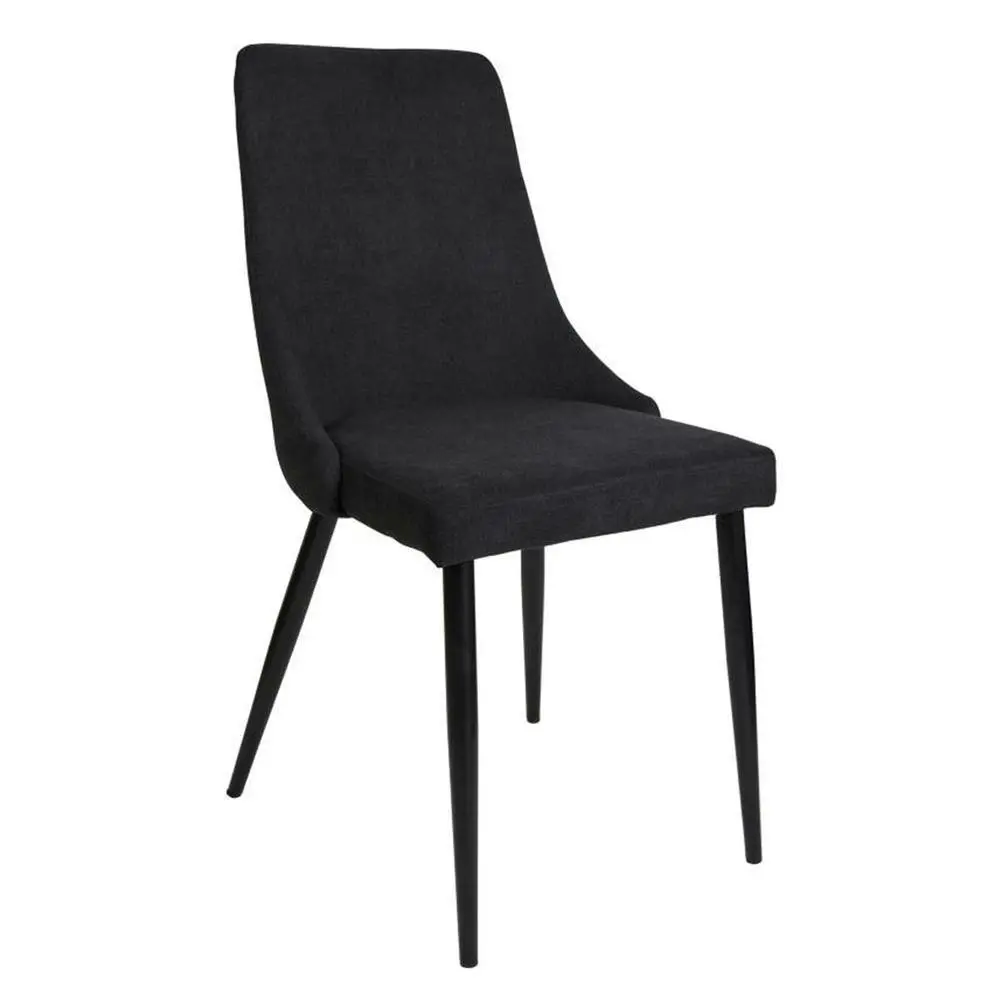 Raimon Furniture Set Of 2 Arty Fabric Dining Chair Black Metal Legs - Charcoal