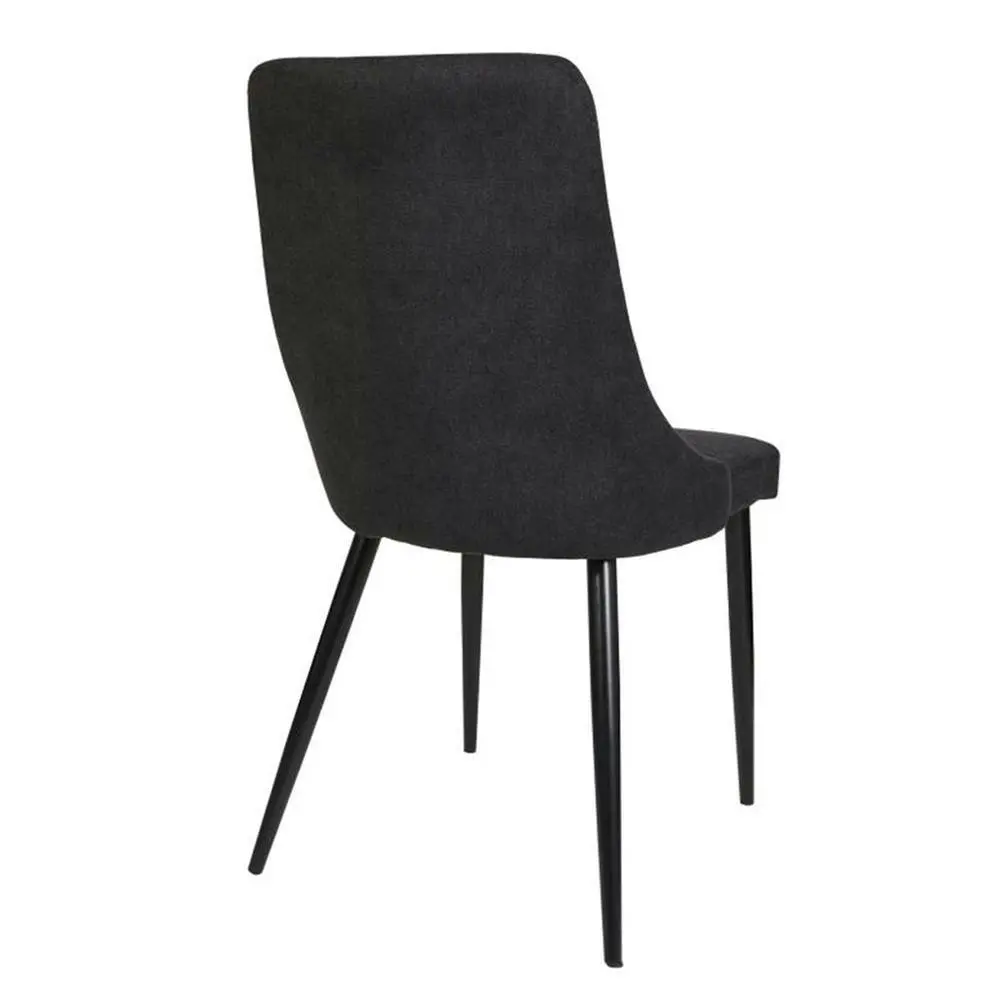 Raimon Furniture Set Of 2 Arty Fabric Dining Chair Black Metal Legs - Charcoal