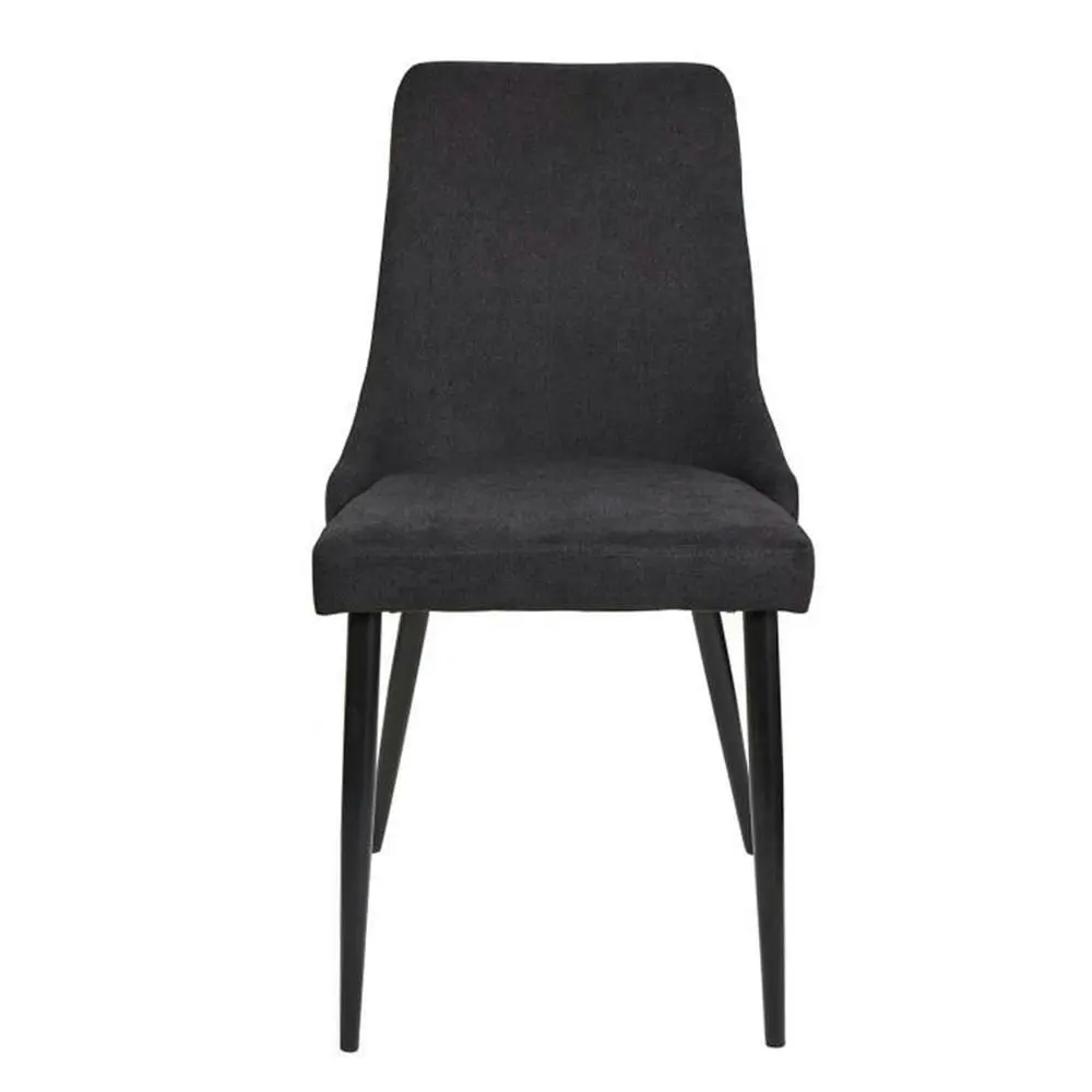 Raimon Furniture Set Of 2 Arty Fabric Dining Chair Black Metal Legs - Charcoal