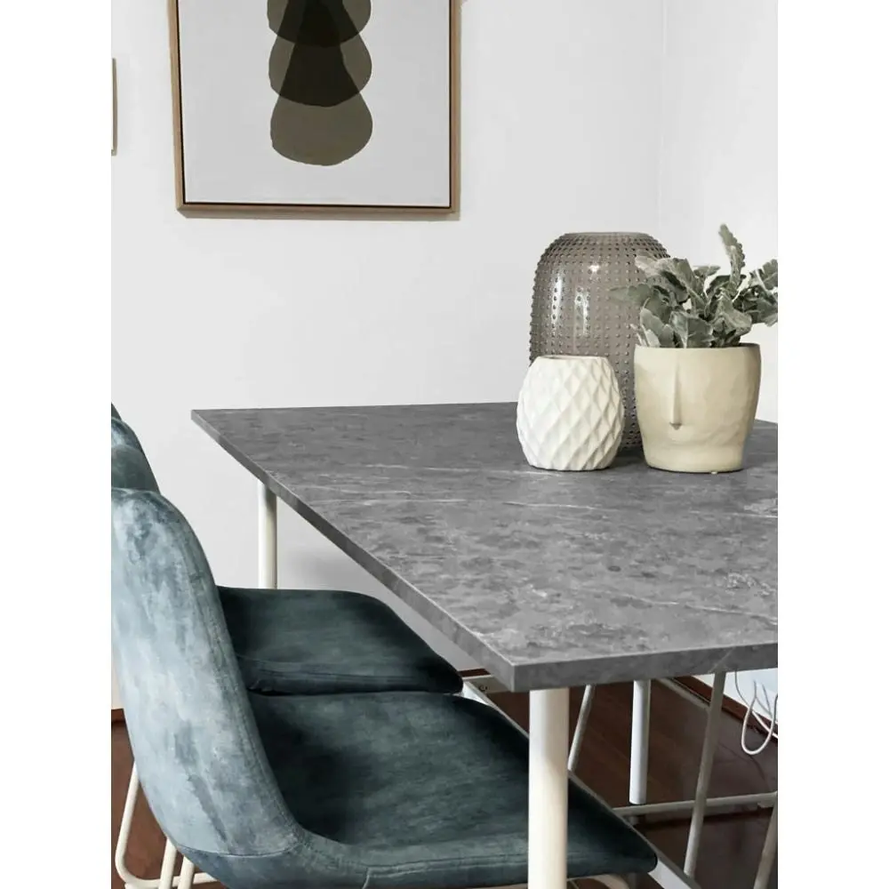 HomeStar Gemma Rectangular Marble Effect Dining Table 160cm - White