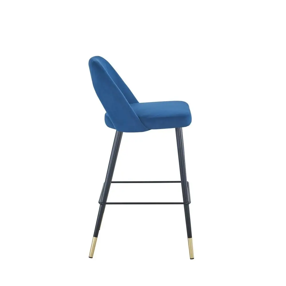 HomeStar Set Of 2 Delphi Velvet Fabric Kitchen Bar Stool - Blue