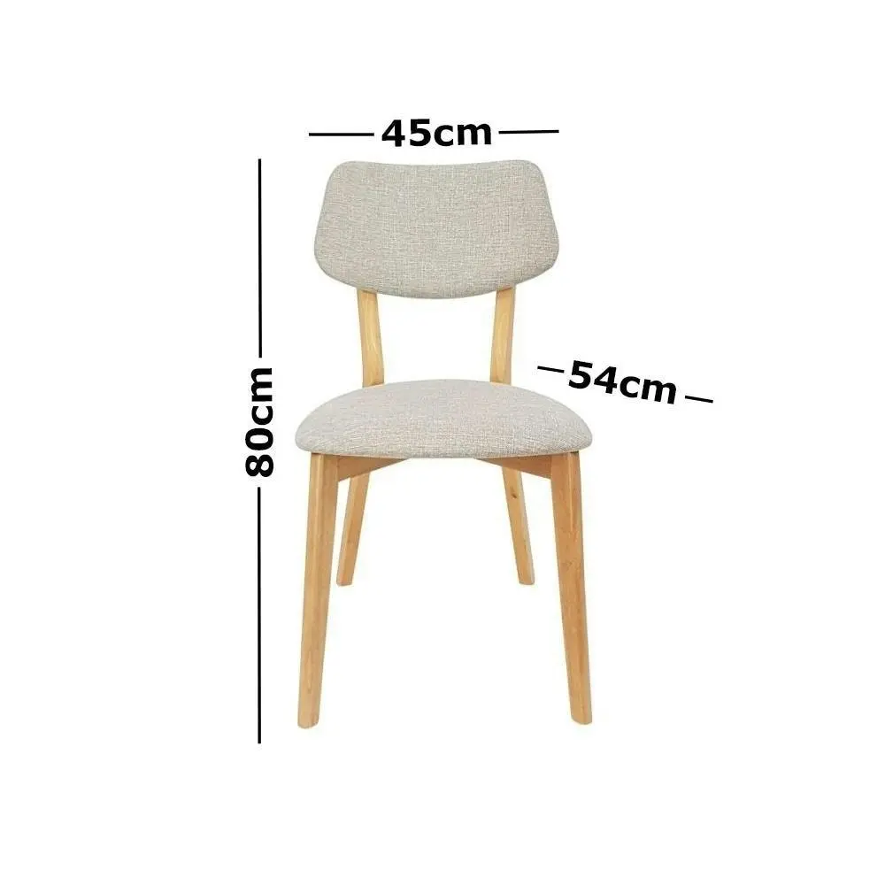 6IXTY Set Of 2 - Jelly Bean Scandinavian Fabric Wooden Dining Chair - Sand