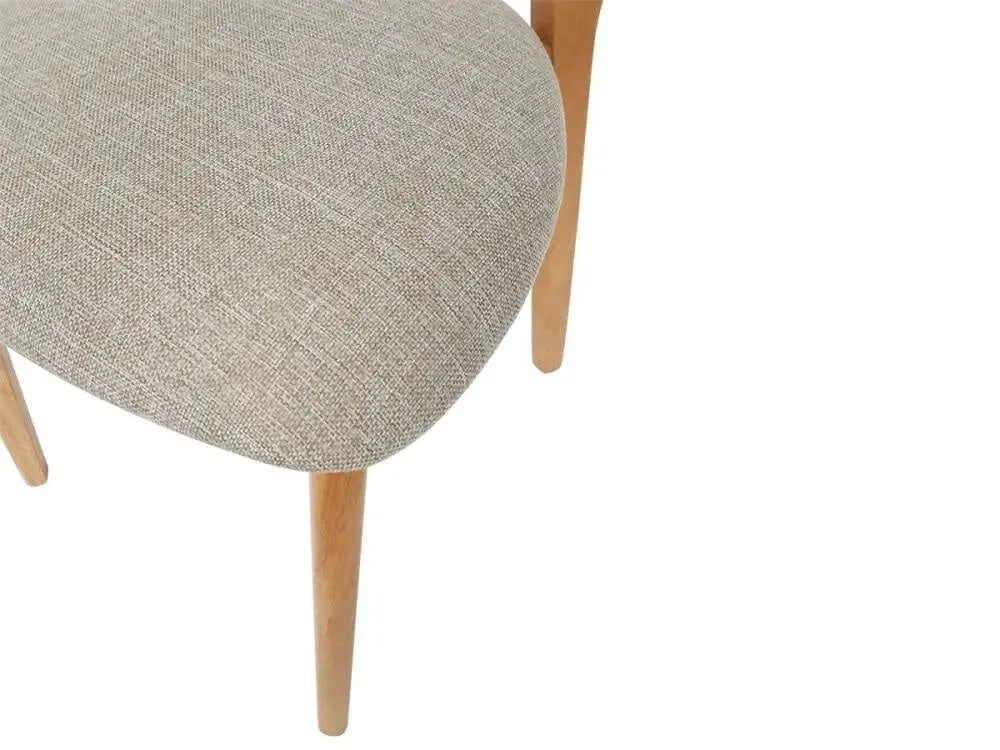 6IXTY Set Of 2 - Jelly Bean Scandinavian Fabric Wooden Dining Chair - Sand