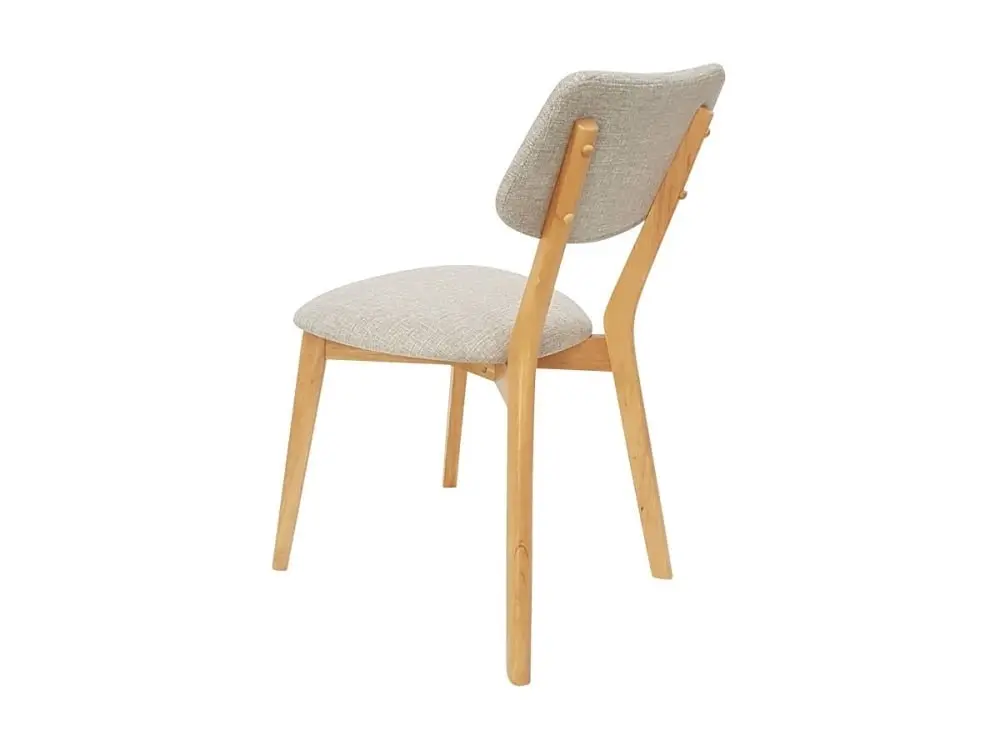 6IXTY Set Of 2 - Jelly Bean Scandinavian Fabric Wooden Dining Chair - Sand