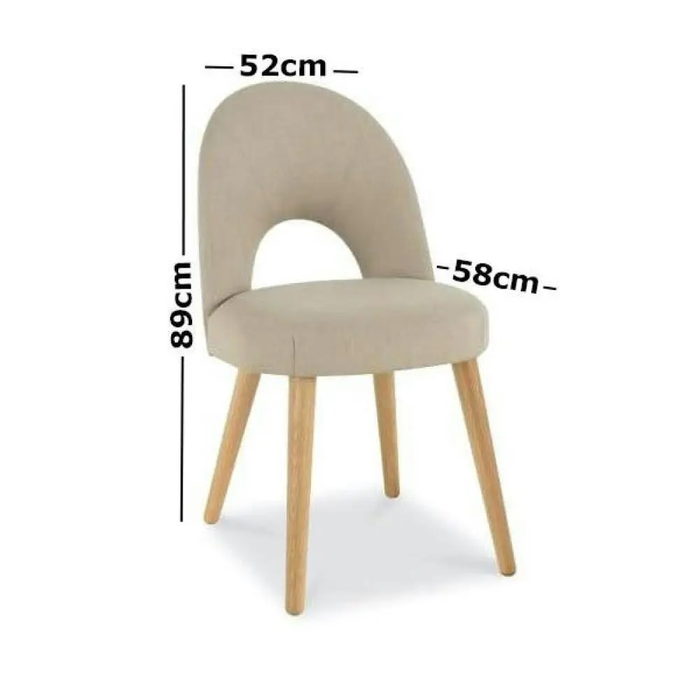 6IXTY Set of 2 - Charlie Scandinavian Fabric Dining Chair - Stone