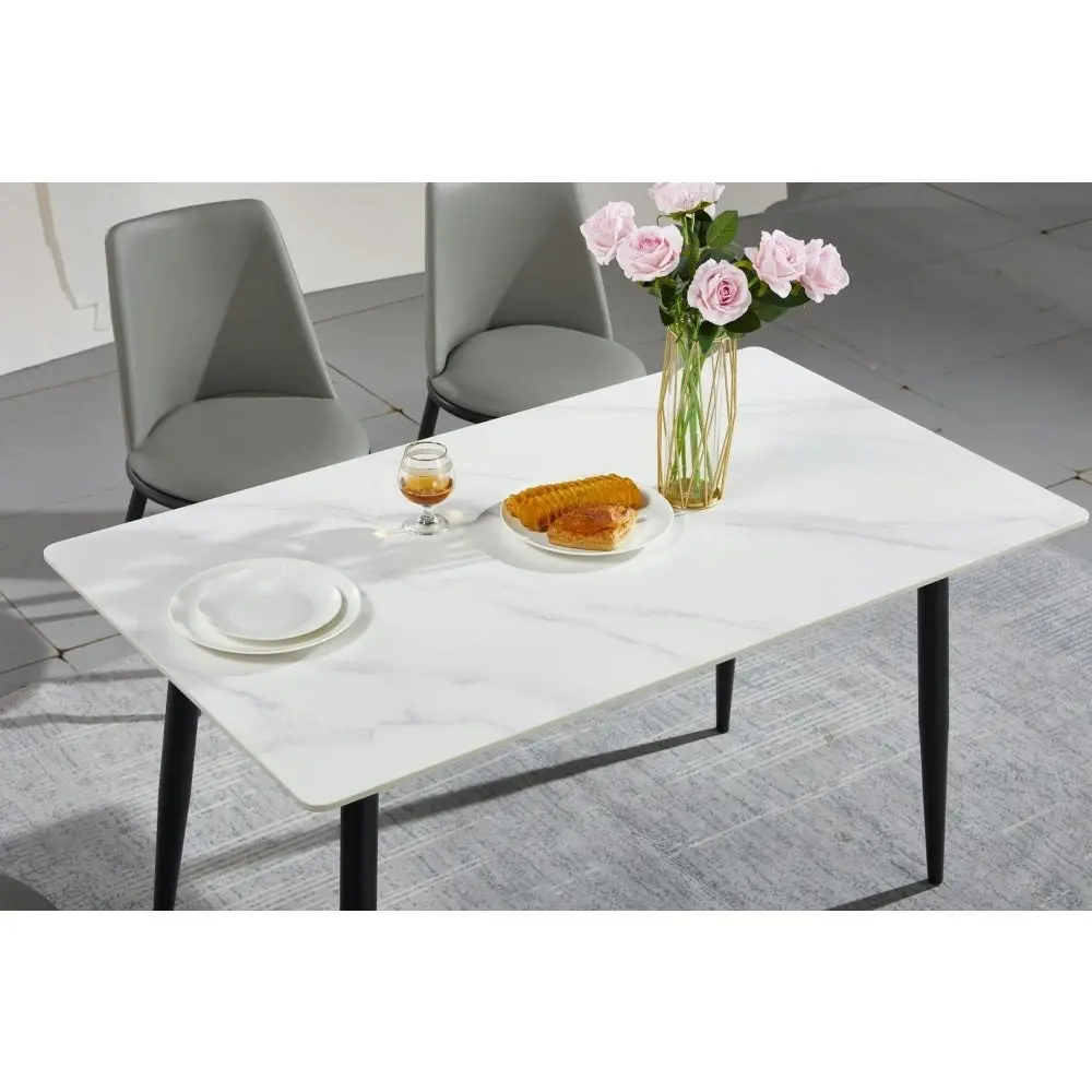 Our Home Eniko Rectangular Sintered Stone Dining Table 160cm - Black & White