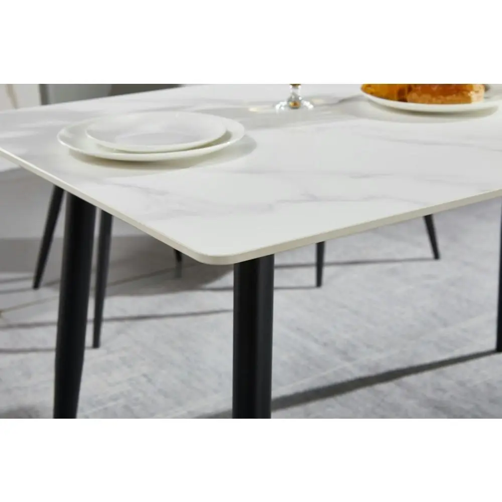 Our Home Eniko Rectangular Sintered Stone Dining Table 160cm - Black & White