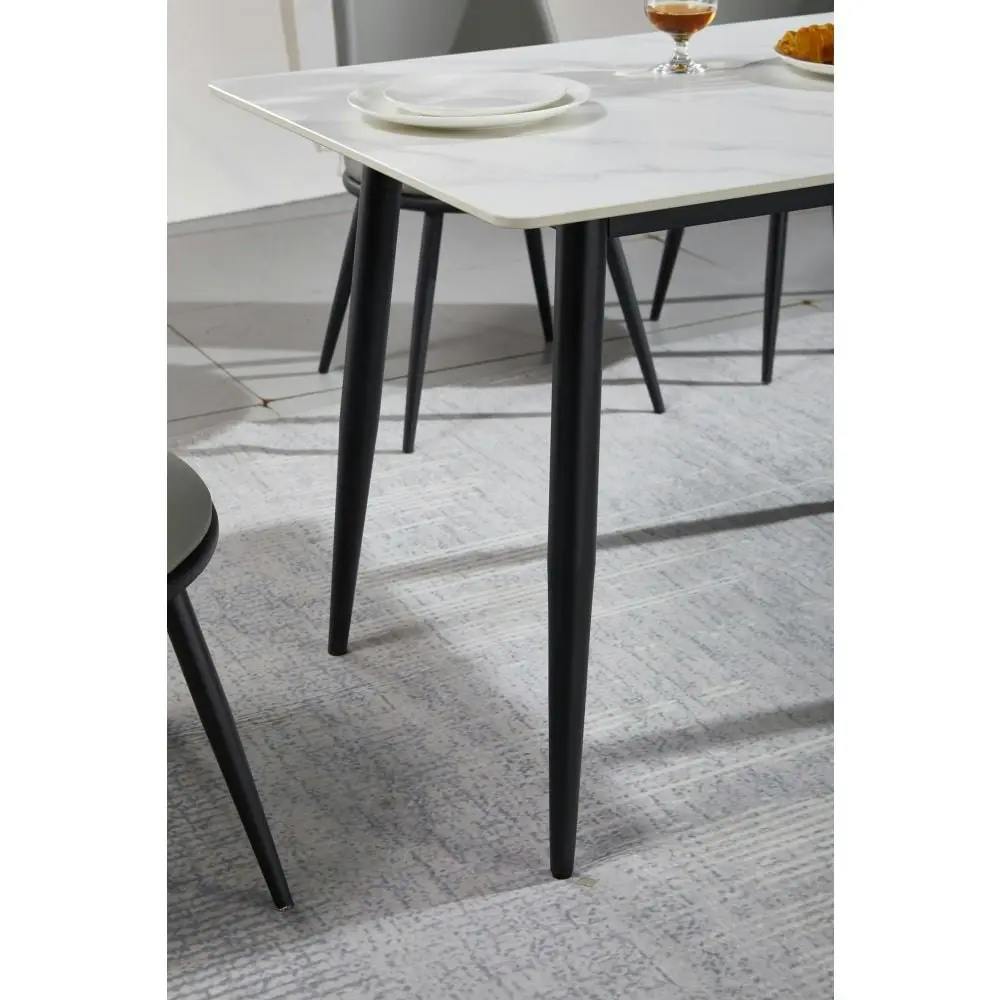 Our Home Eniko Rectangular Sintered Stone Dining Table 160cm - Black & White