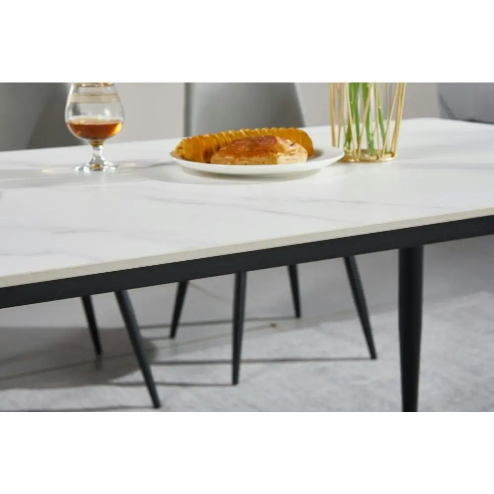 Our Home Eniko Rectangular Sintered Stone Dining Table 160cm - Black & White