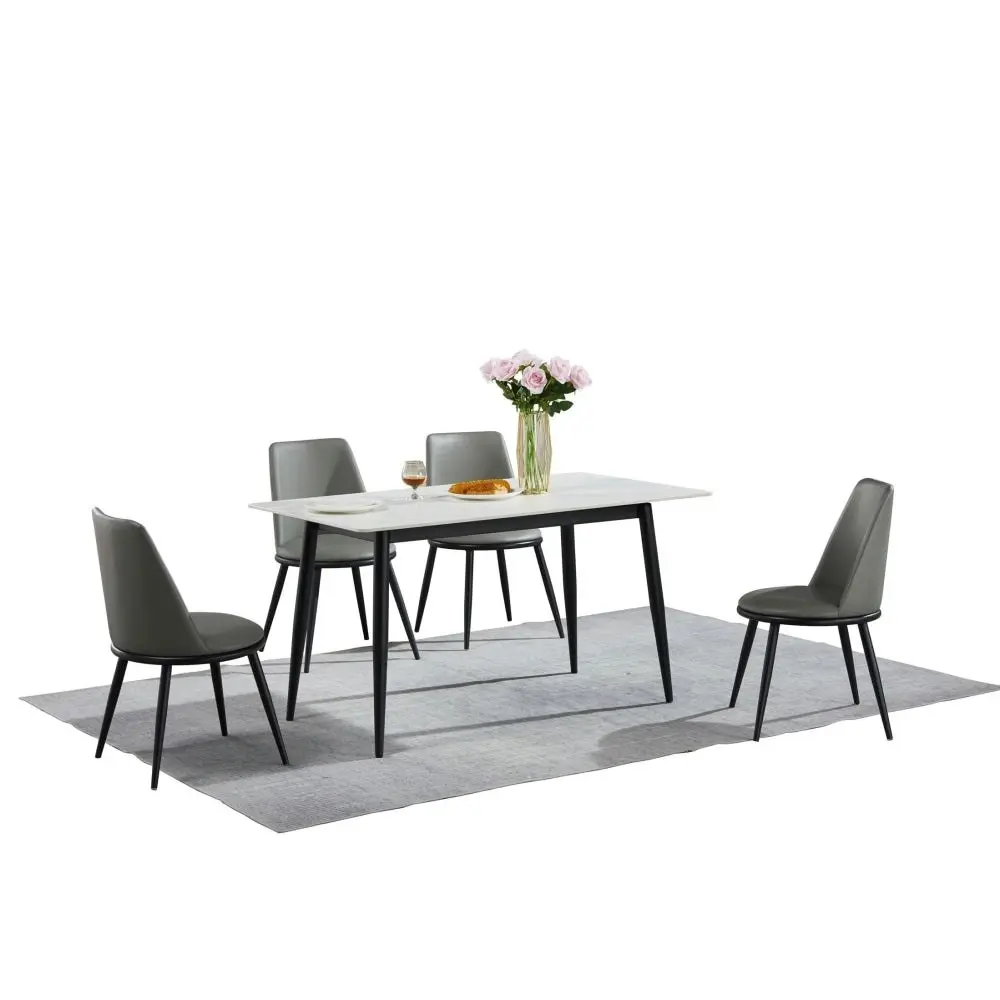 Our Home Eniko Rectangular Sintered Stone Dining Table 160cm - Black & White