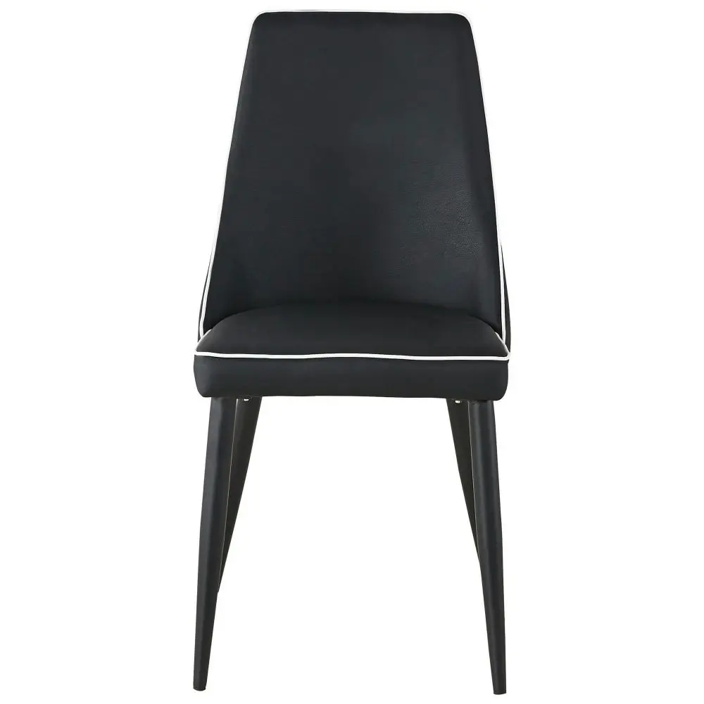 Our Home Set Of 4 Dona PU Leather Dining Chair W/ Metal Legs - Black