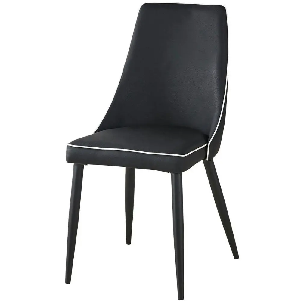 Our Home Set Of 4 Dona PU Leather Dining Chair W/ Metal Legs - Black