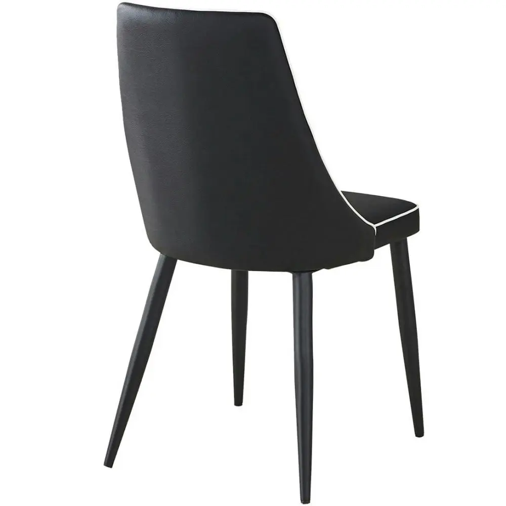 Our Home Set Of 4 Dona PU Leather Dining Chair W/ Metal Legs - Black