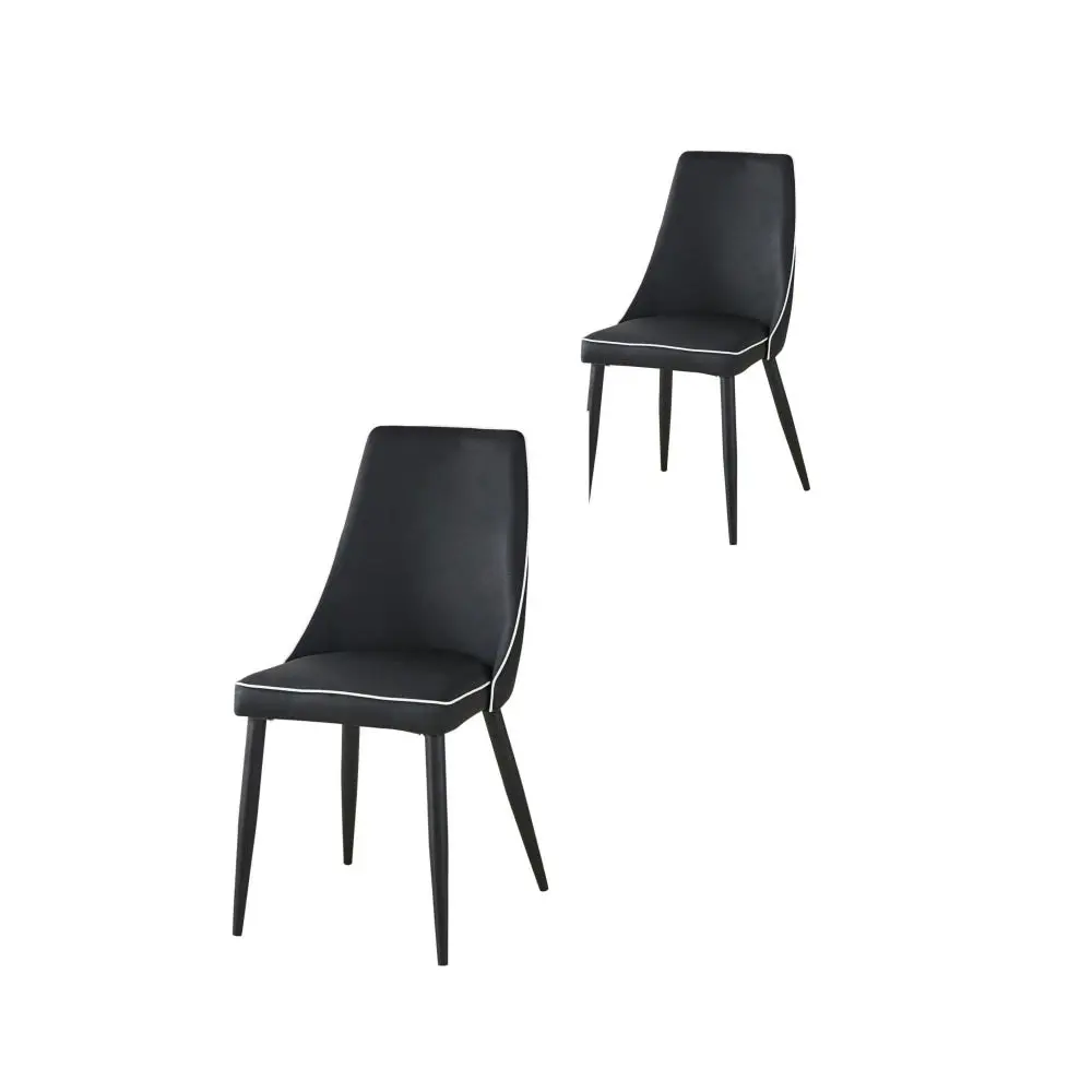 Our Home Set Of 4 Dona PU Leather Dining Chair W/ Metal Legs - Black