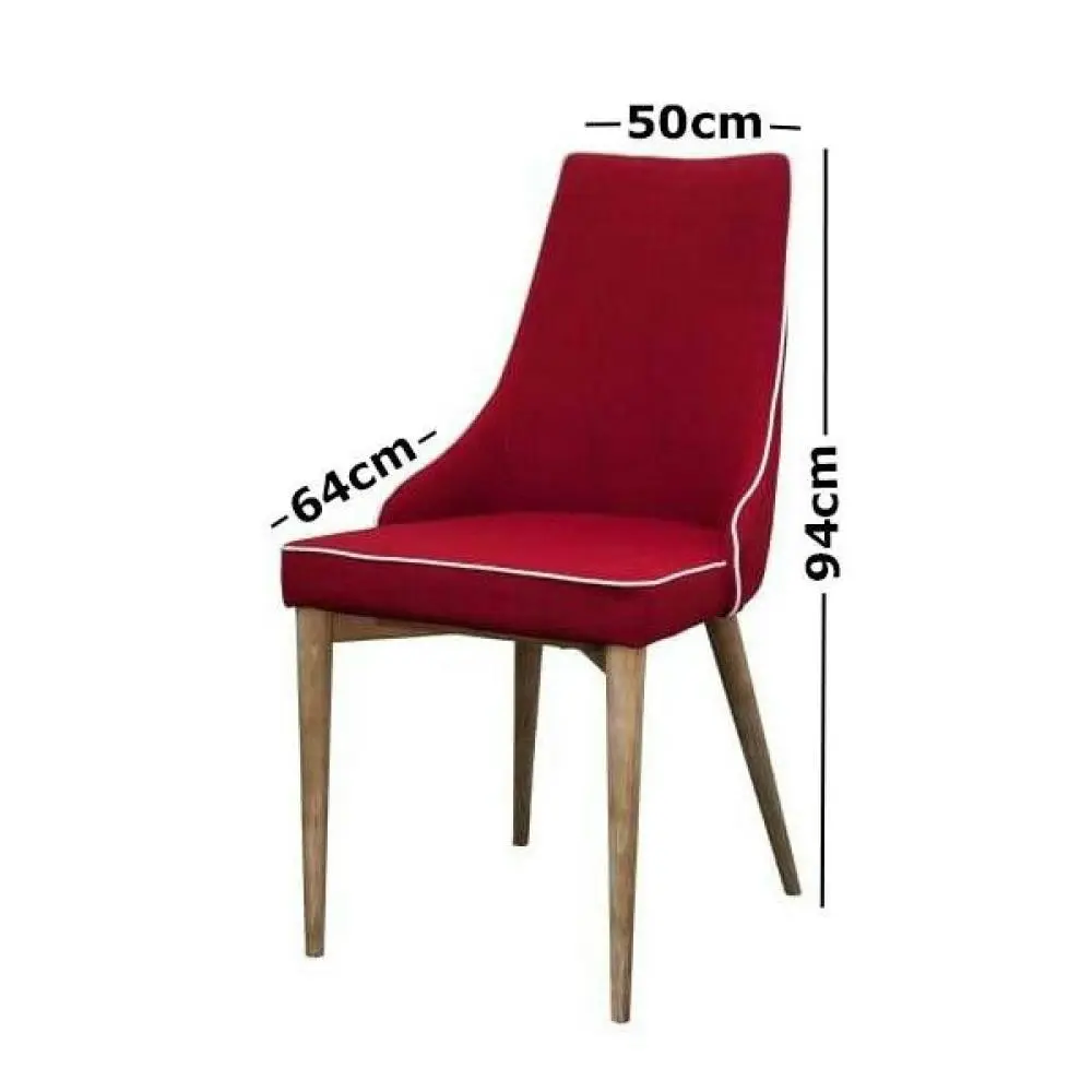 6IXTY Set of 2 - Martini Luxury Scandinavian Fabric Dining Chair - Red