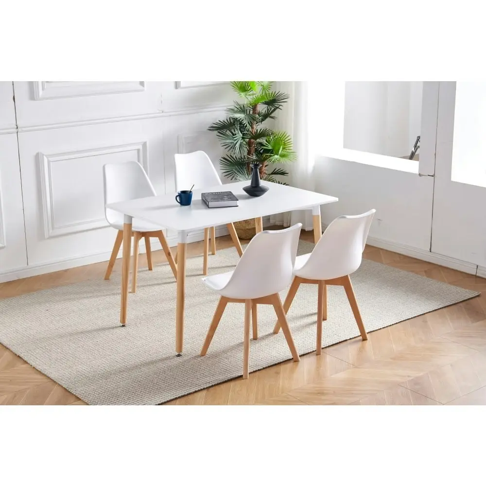 Design Square Rectangle Wooden Dining Table 120cm - White