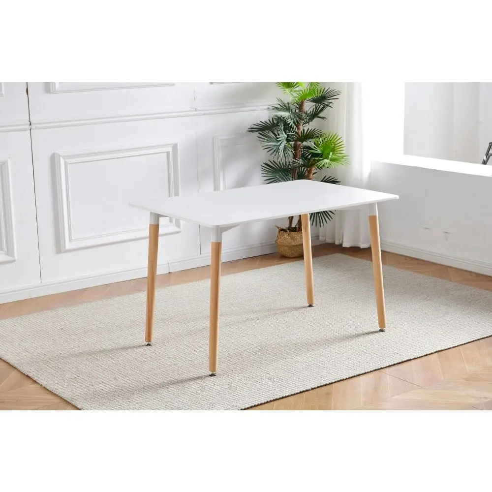 Design Square Rectangle Wooden Dining Table 120cm - White