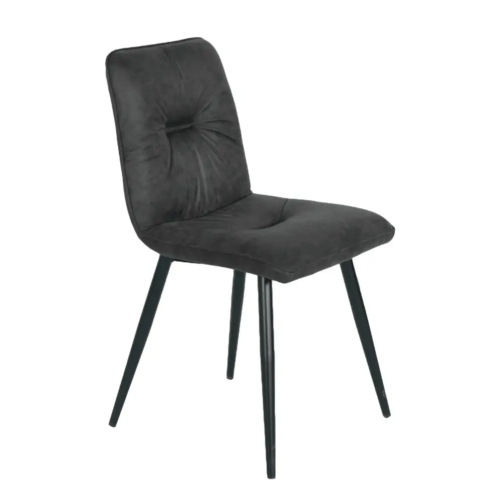 HomeStar Set Of 4 Midash Vintage Fabric Dining Chair Powdercoated Metal Legs - Charcoal