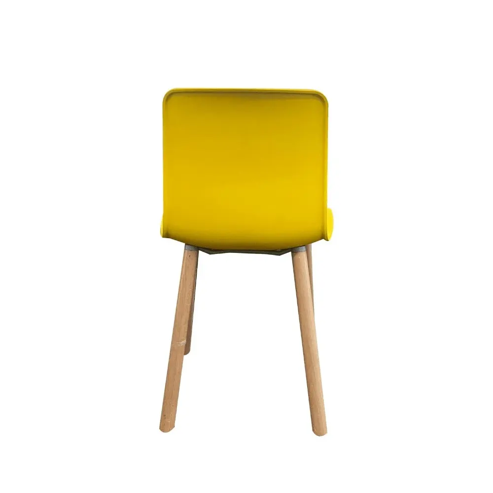 HomeStar Set Of 4 Heme Scandinavian Kitchen Dining Chair Timber Legs - Yellow