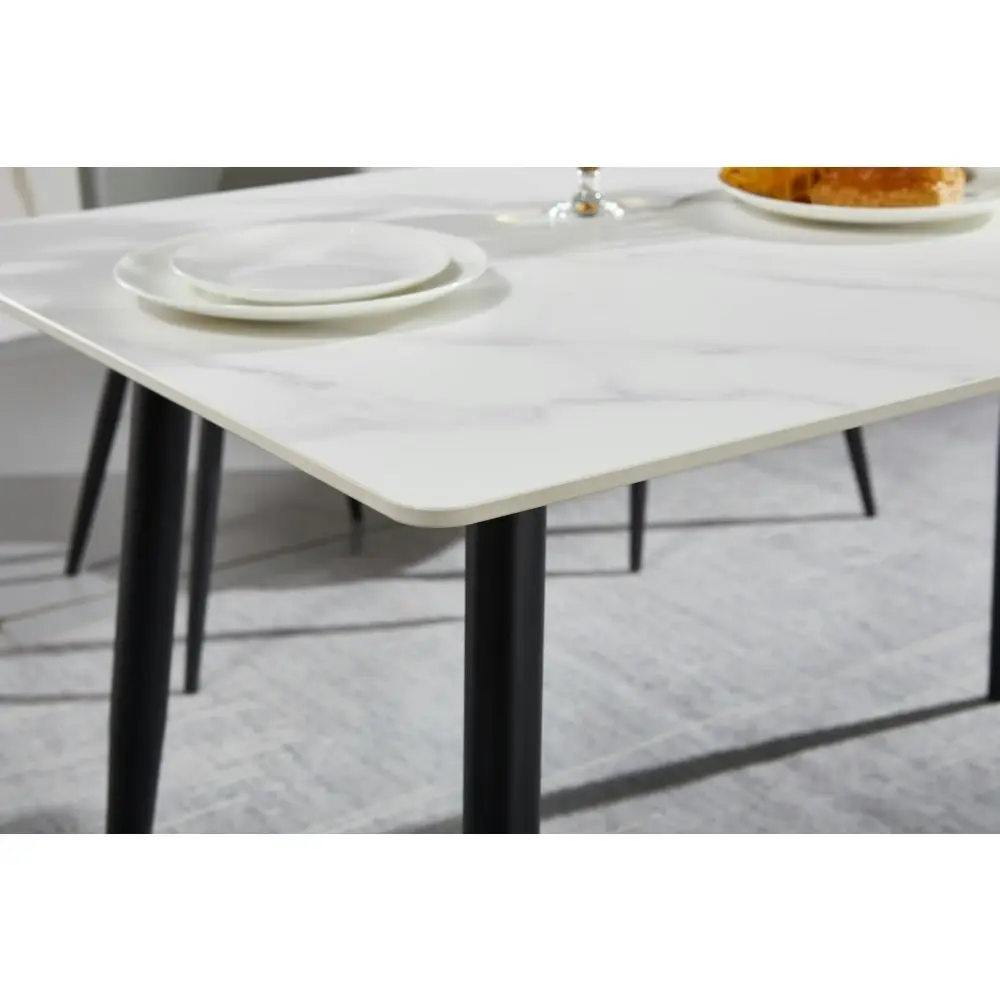 Our Home Eniko Rectangular Sintered Stone Dining Table 130cm - Black & White