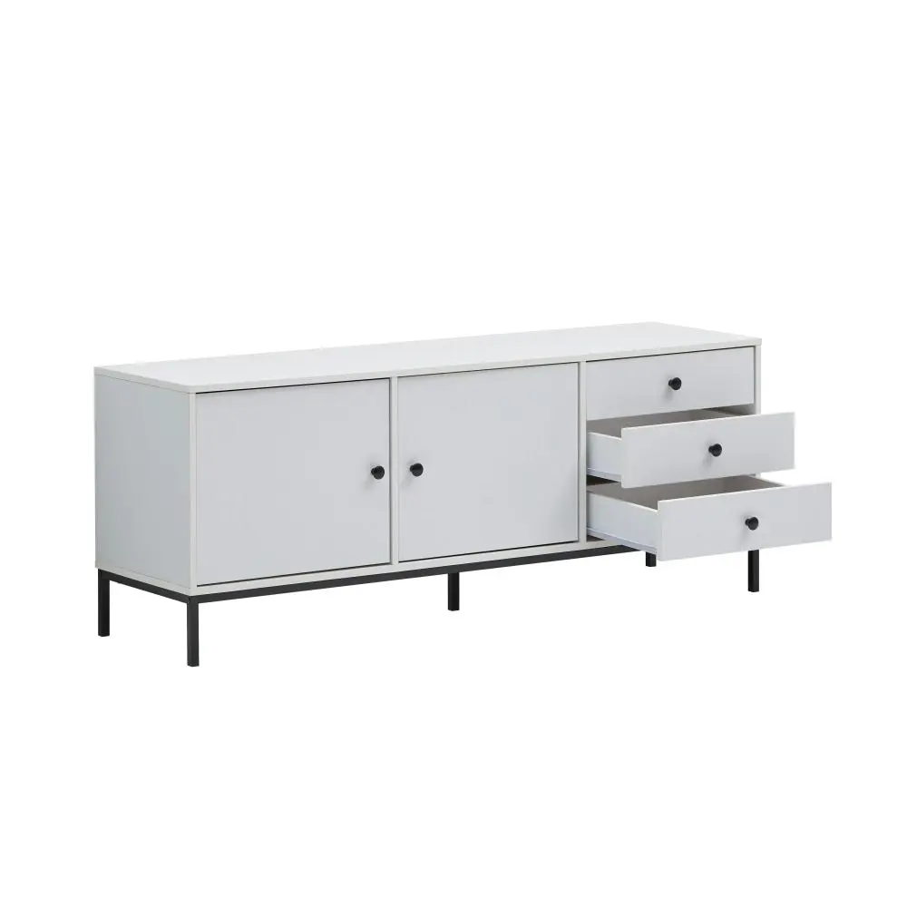 Design Square Urbano Low Sideboard Buffet Unit W/ 2-Doors 3-Drawers - White/Black