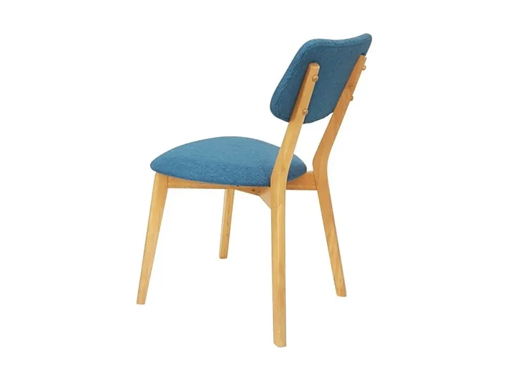 6IXTY Set Of 2 - Jelly Bean Scandinavian Fabric Wooden Dining Chair - Teal